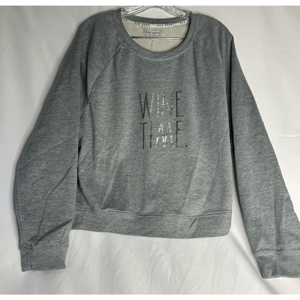 Rae Dunn Women’s WINE TIME Long Sleeve Casual Pullover Crewneck Sweater Large